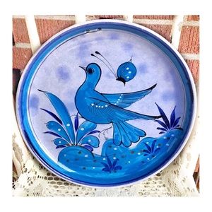 Blue Bird Pottery Plate Vintage, Toñala Pottery